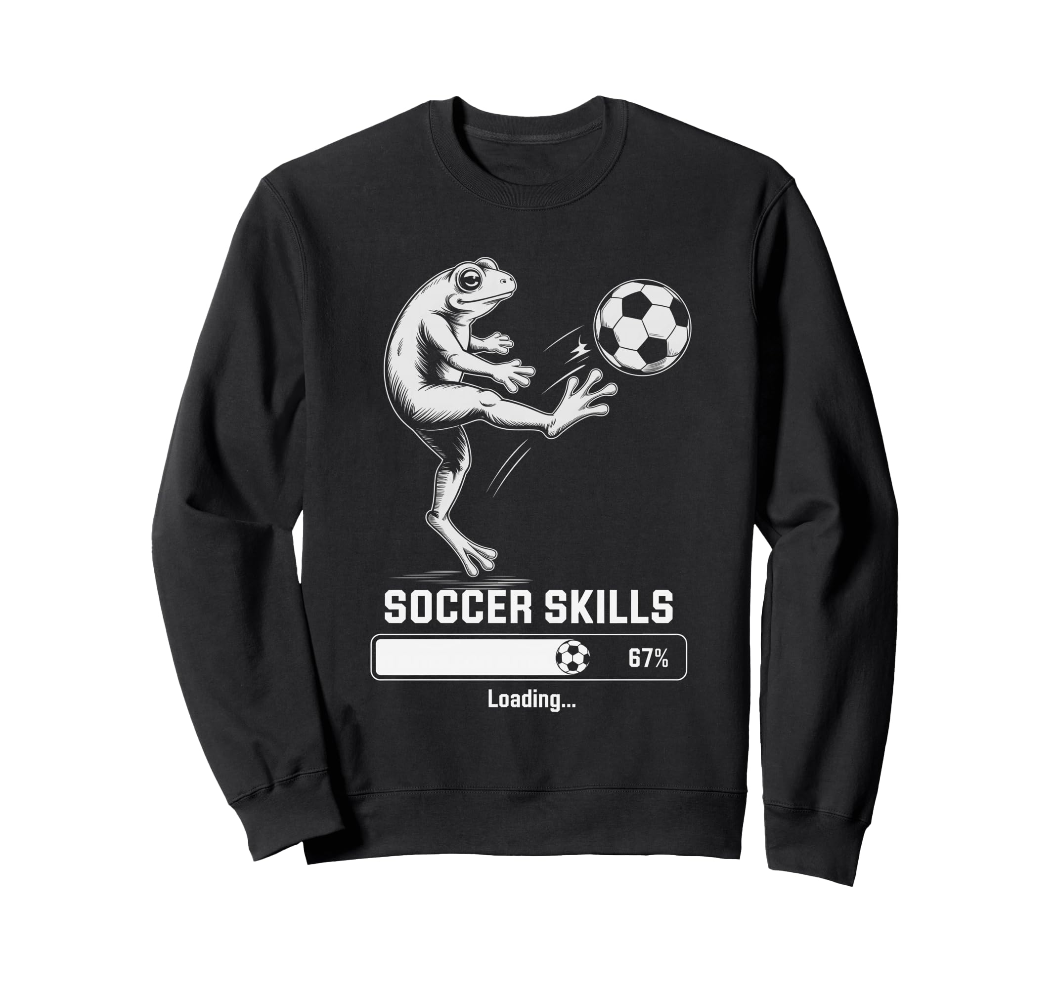 Kawaii Frog Soccer Skills Loading Sweatshirt - Trendy Graphic for Adults