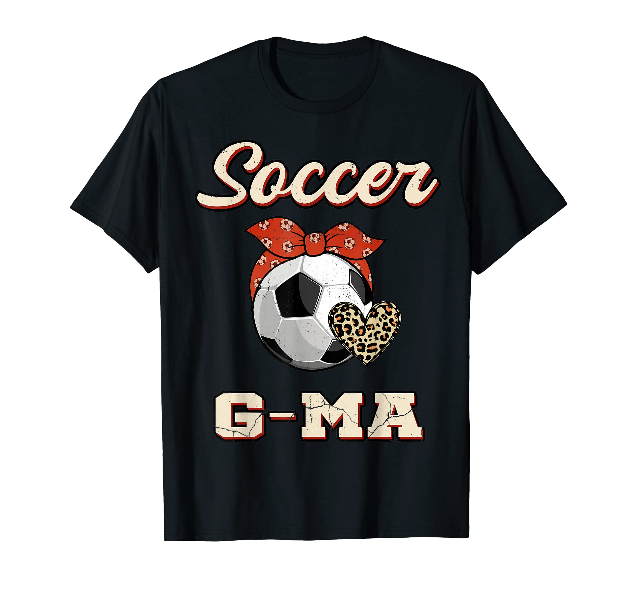 Soccer G Ma Bandana Leopard Heart Fans T-Shirt - Trendy Graphic Unisex