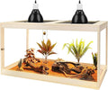 Prolee Reptile Terrarium Tank Up to 78 Gallon, Lizard Tank Bearded Dragon Tank with Metal Mesh Roof Door, Snake Tank with Lock Design (Oak, 27 Gallon Volume, 24 Inch Length)