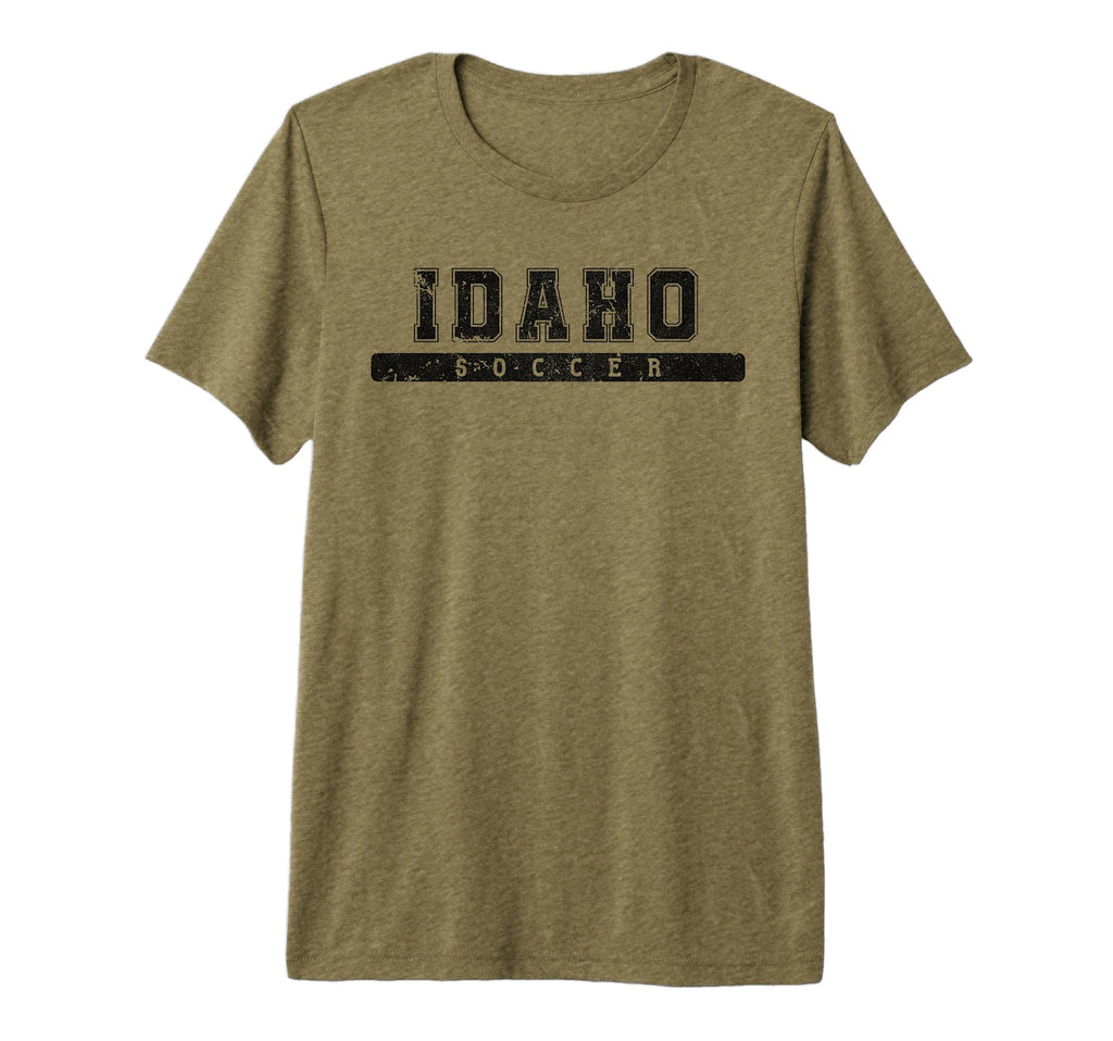 Idaho Soccer Black Text Tri Blend T-Shirt - Unique Graphic Men Women