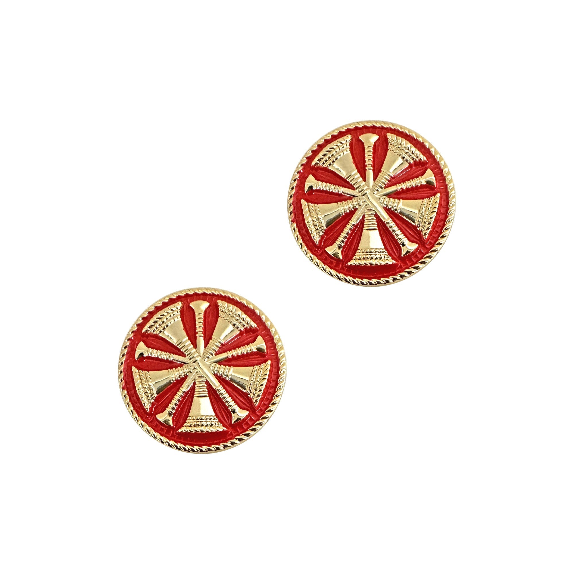 Sta-Brite® Chief 5 Bugles 2 Post Red With Gold 15/16" (pair)