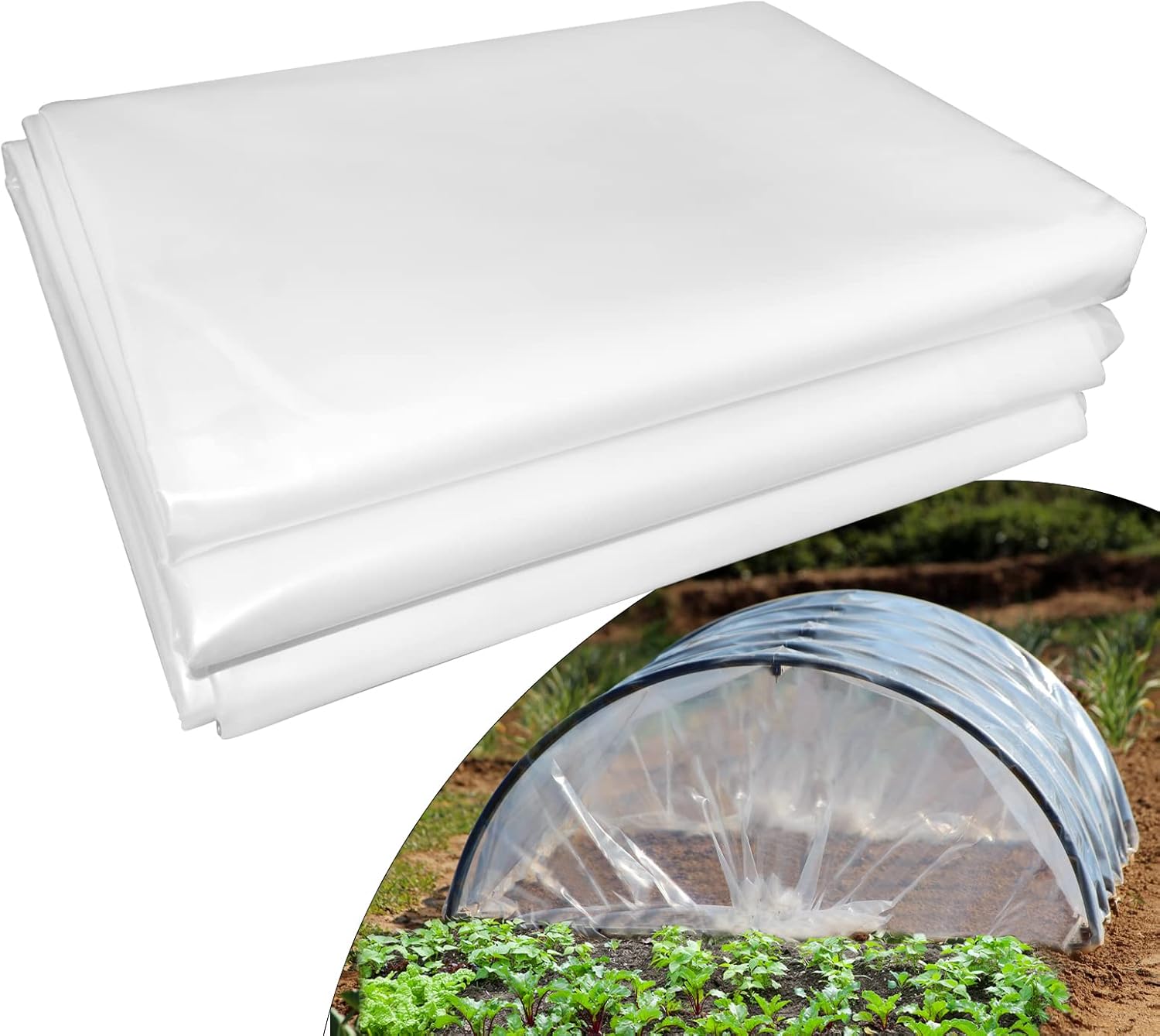 6 mil Greenhouse Plastic Film Sheeting Cover 16 x 26 Ft UV Resistant Clear Polyethylene Film Green House Hoop Farm Plastic Cover for Gardening, Farming, Agriculture