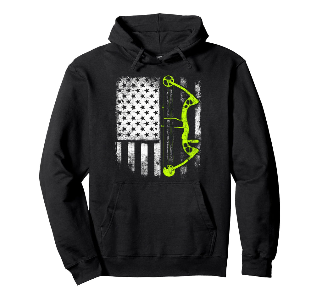 Archery Compound Bow Usa Flag Hoodie - Aesthetic Graphic for Adults