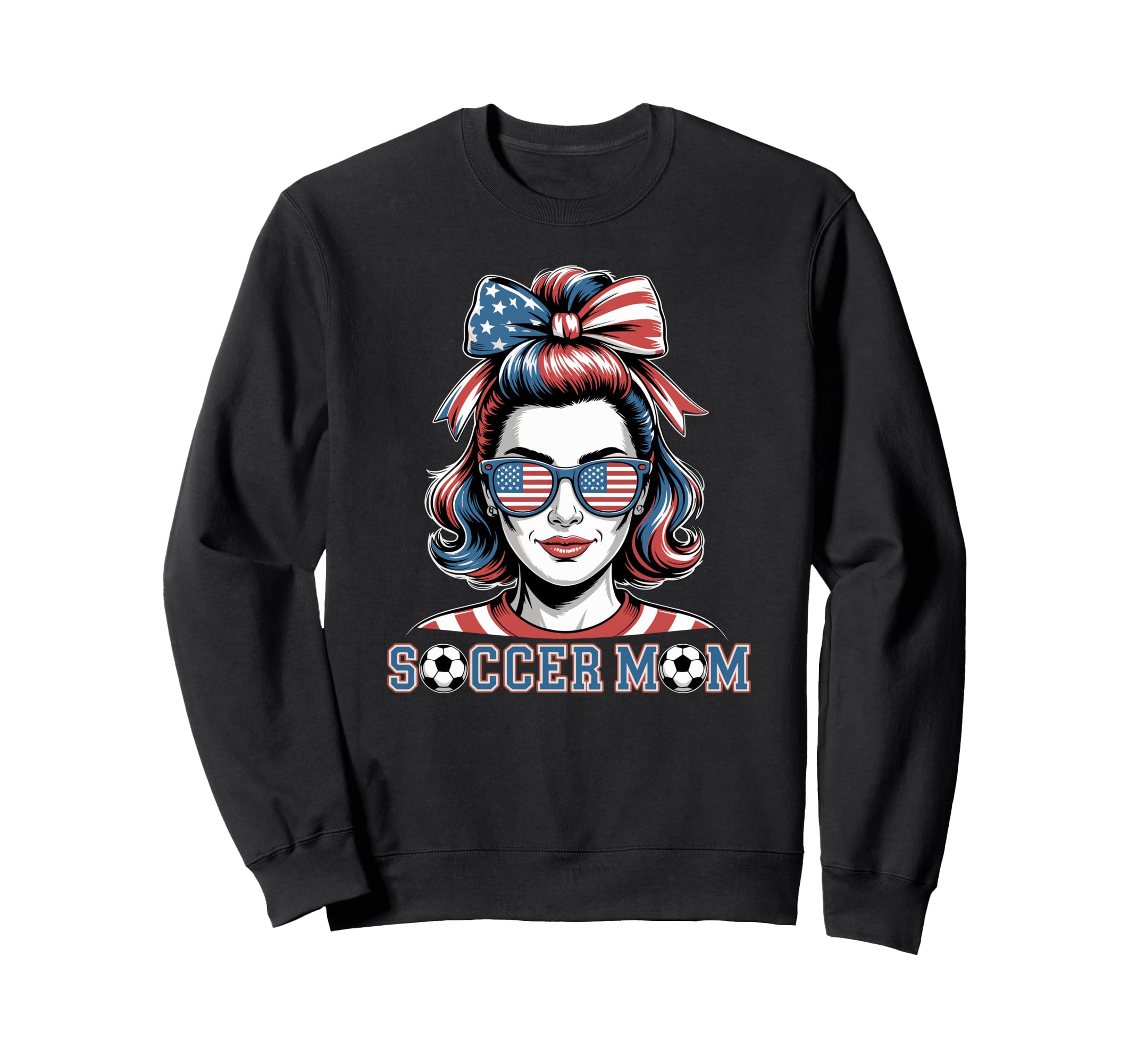 Patriotic Soccer Mom American Flag Sweatshirt - Aesthetic Graphic Unisex