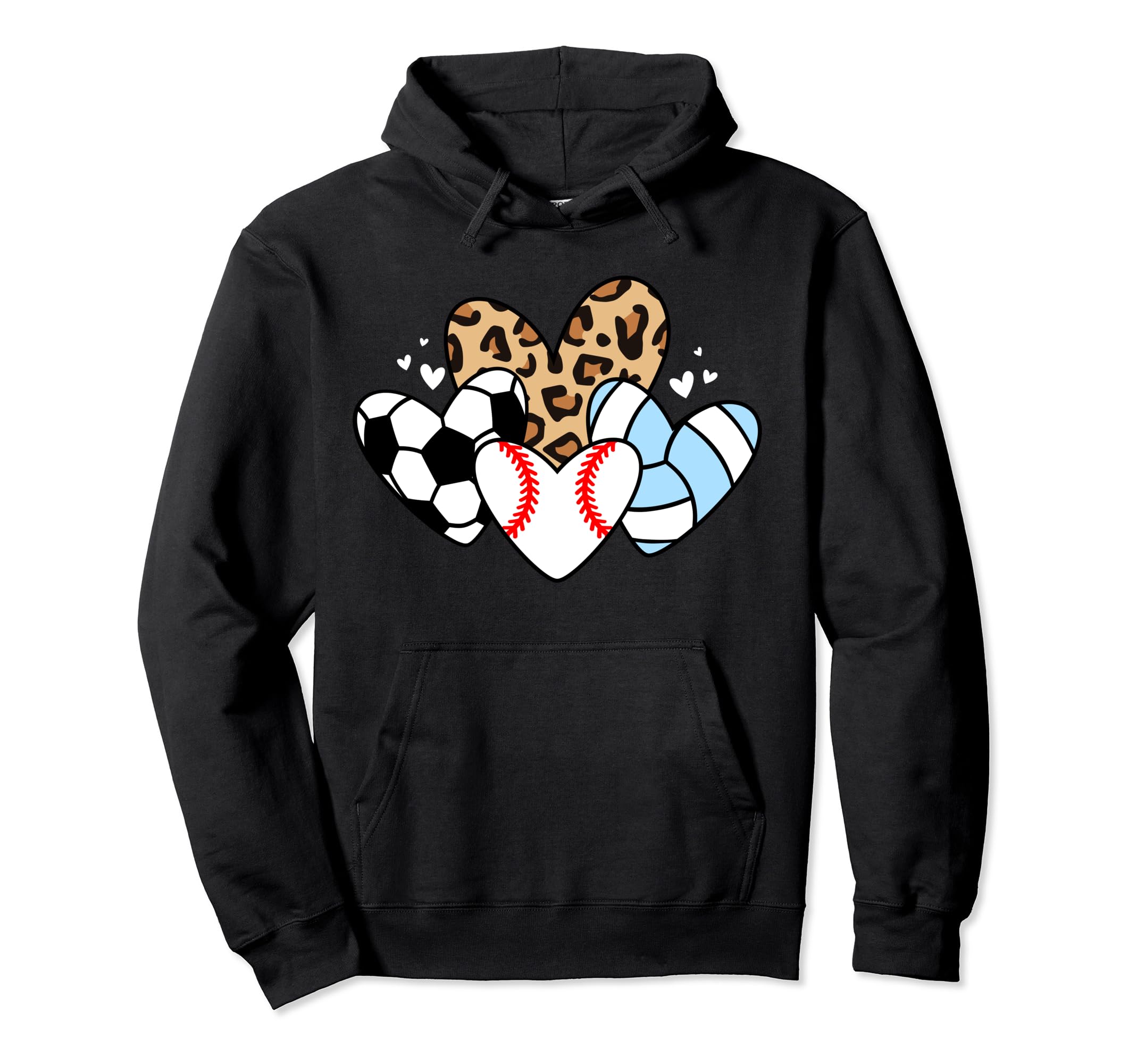 Baseball Volleyball Soccer Heart Funny Hoodie - Novelty Apparel for Adults