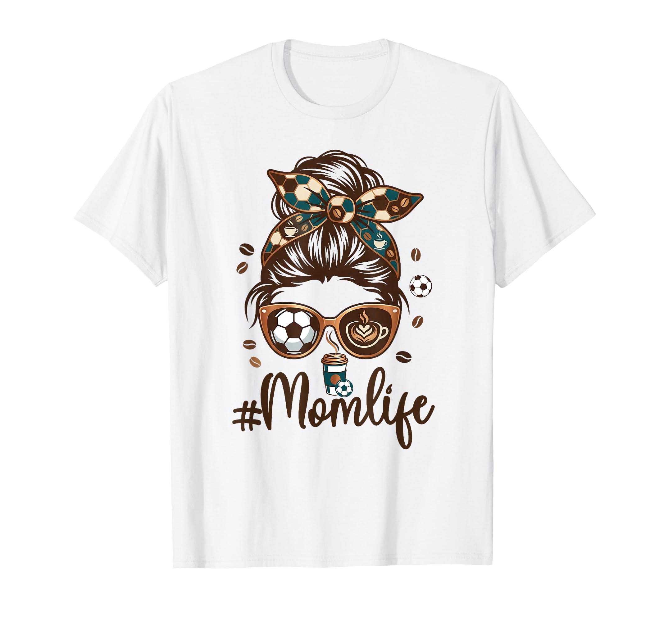 Soccer Mom Coffee Lover Messy Bun Game Day T-Shirt - Trendy Graphic Unisex