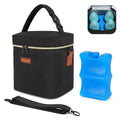 Mancro Breastmilk Cooler Bag Travel, Fits 4 Baby Bottles Up to 9 Ounce, Baby Bottle Bag with Ice Pack, Insulation Breast Milk Cooler Travel, Black