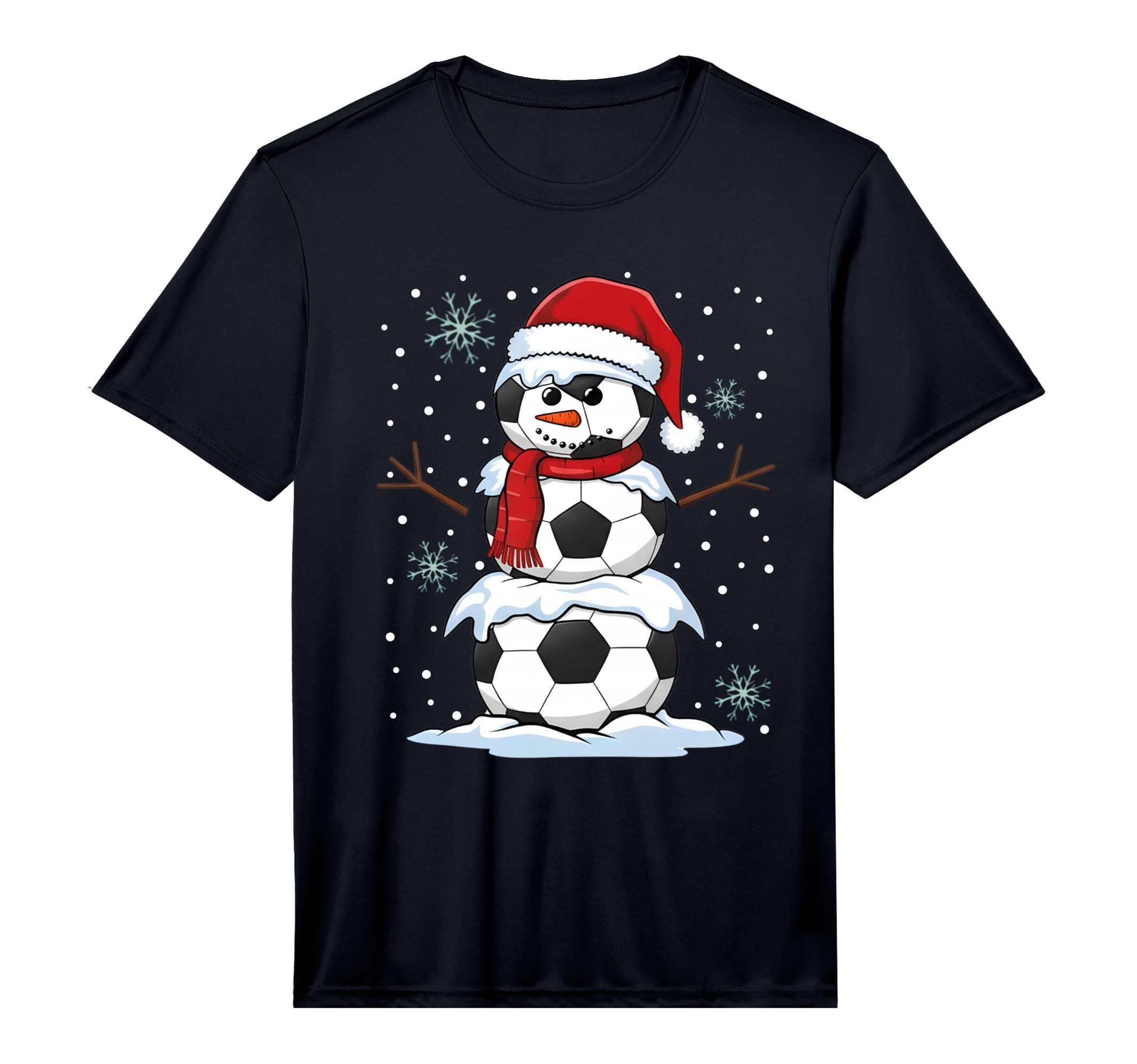 Soccer Ball Funny Snowman Pajamas T-Shirt - Fun Novelty Design for Adults