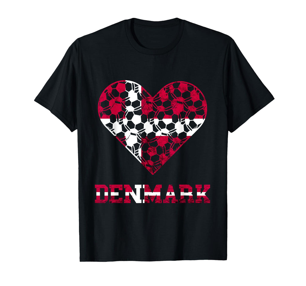 Denmark Soccer Team Heart Danes T-Shirt - Casual Everyday Wear for Adults