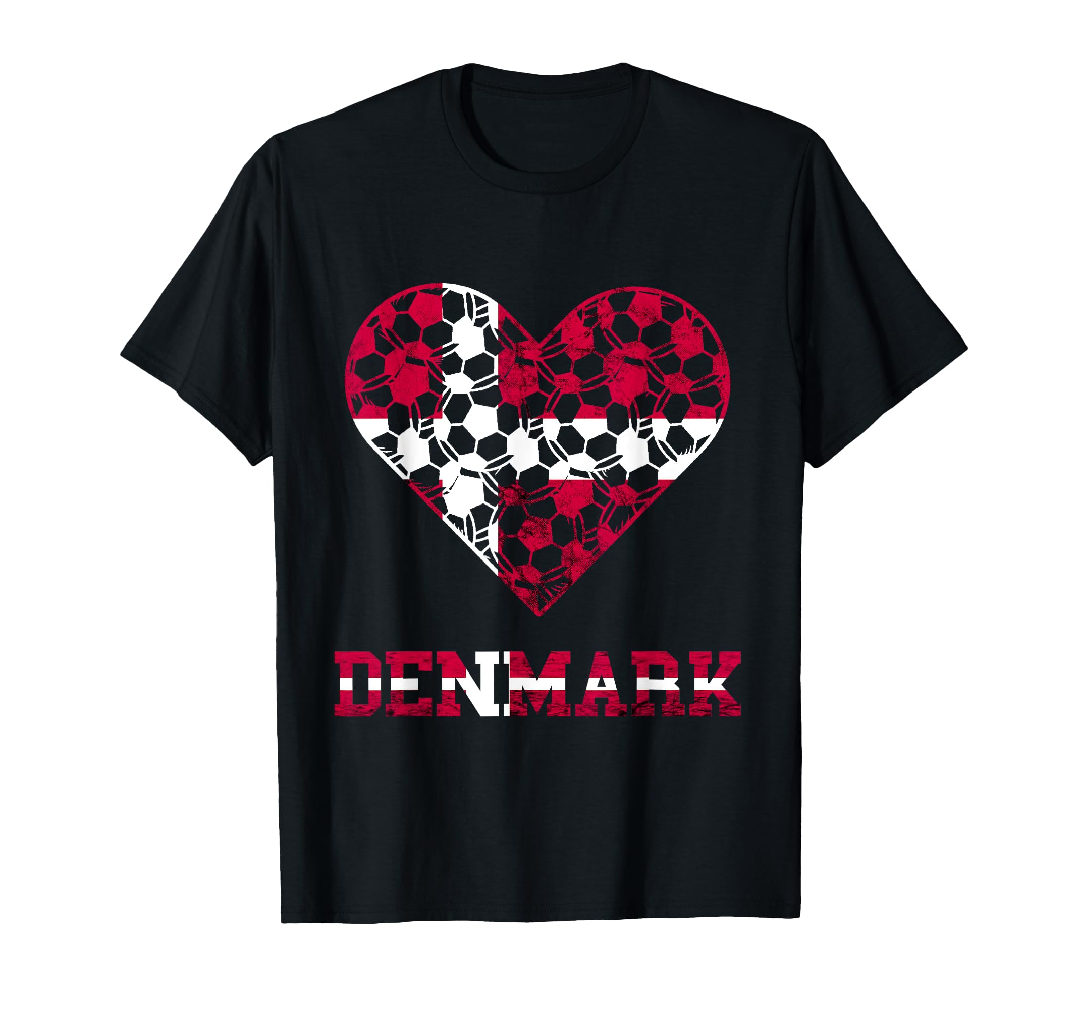 Denmark Soccer Team Heart Danes T-Shirt - Casual Everyday Wear for Adults