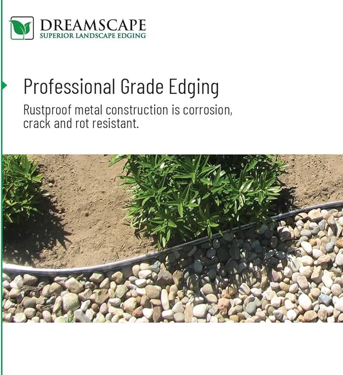 Dreamscape E-Z Edge Aluminum Landscape Edging - 12 Strips, 6ft Each (72ft Total), Brown - Professional Quality Landscaping Border, Metal Divider for Lawn, Garden, Flowerbed…