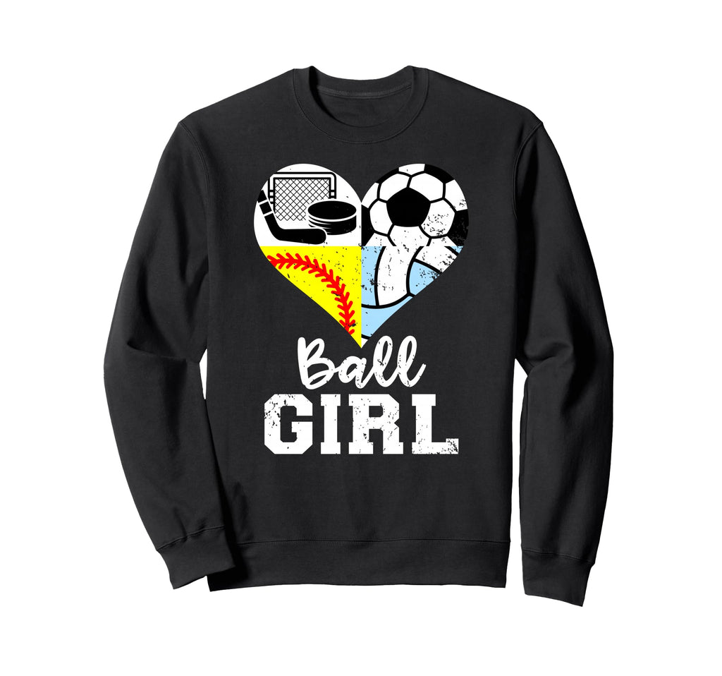 Ball Heart Soccer Softball Sweatshirt - Minimalist Print for Adults