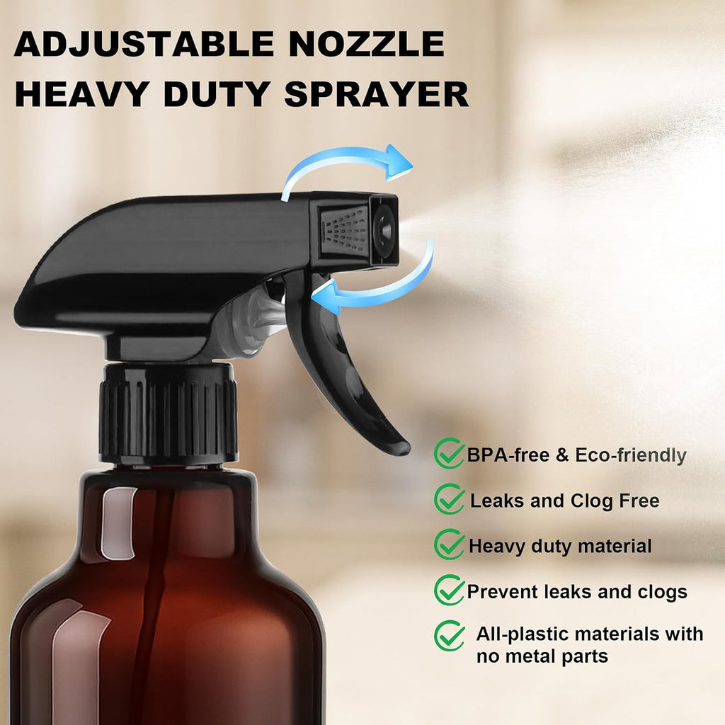 Glass Spray Bottles with Silicone Sleeve 16.9oz 2 Pack Empty Spray Bottle for Hair Mist/Stream Spraying for Cleaning Solutions, Plants, Essential Oils (Brown-grey&white)