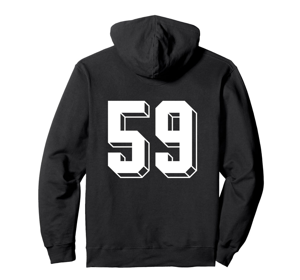 Number 59 Backside 80S 90S Team Jersey Hoodie - Trendy Graphic for Adults