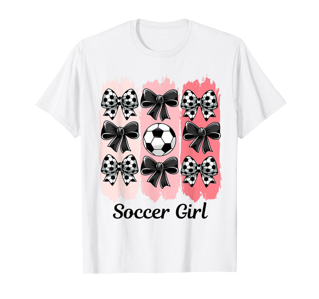 Soccer Coquette Bow Soccer Soccer T-Shirt - Novelty Apparel for Adults