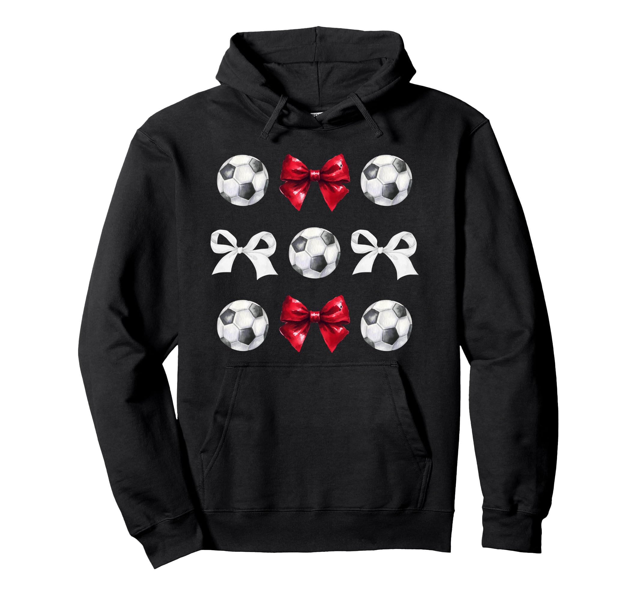 Soccer Balls Bows Womens Soccer Player Red Hoodie - Graphic Print Unisex