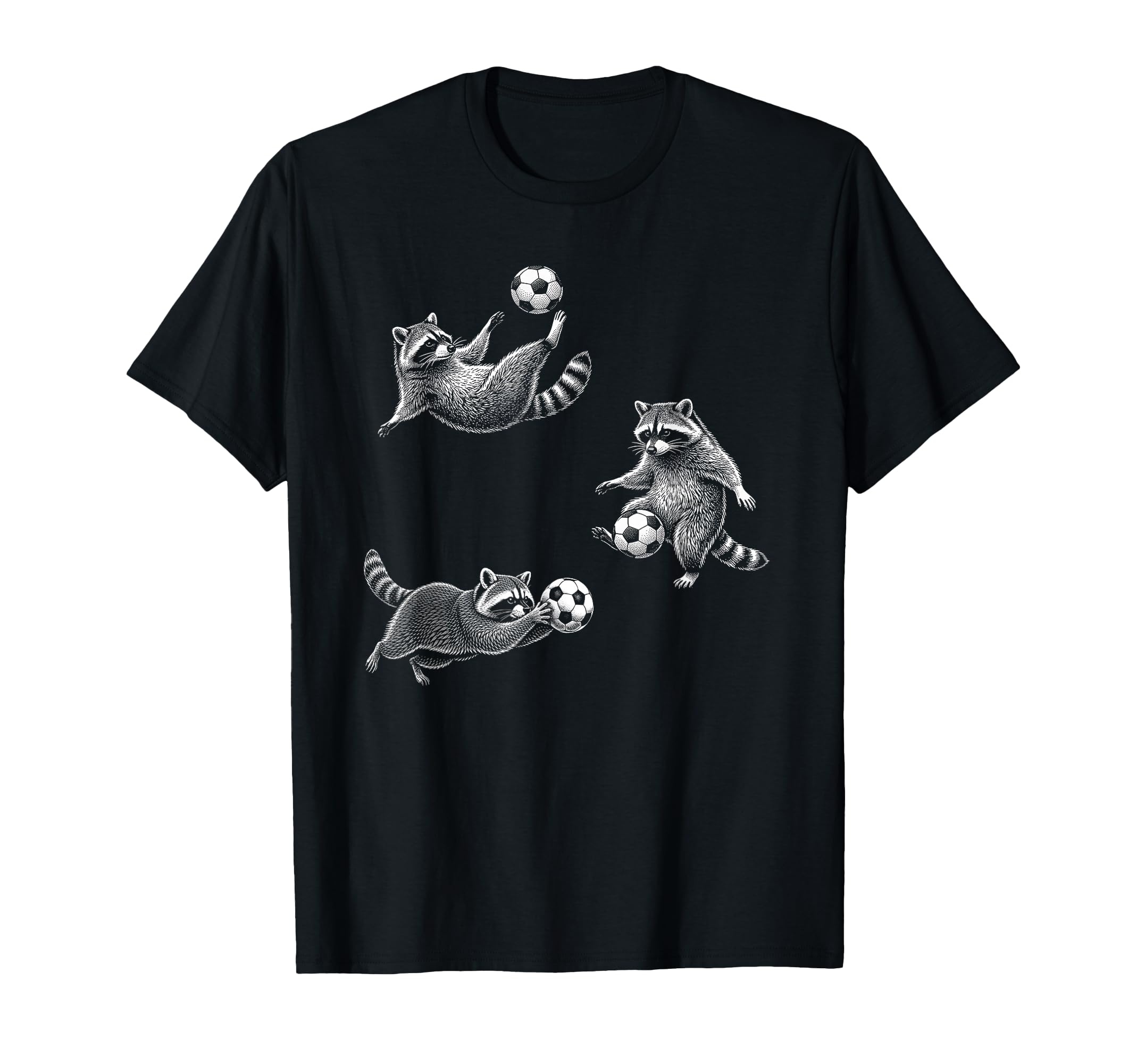 Funny Soccer Raccoon Sports Football T-Shirt - Novelty Apparel Unisex