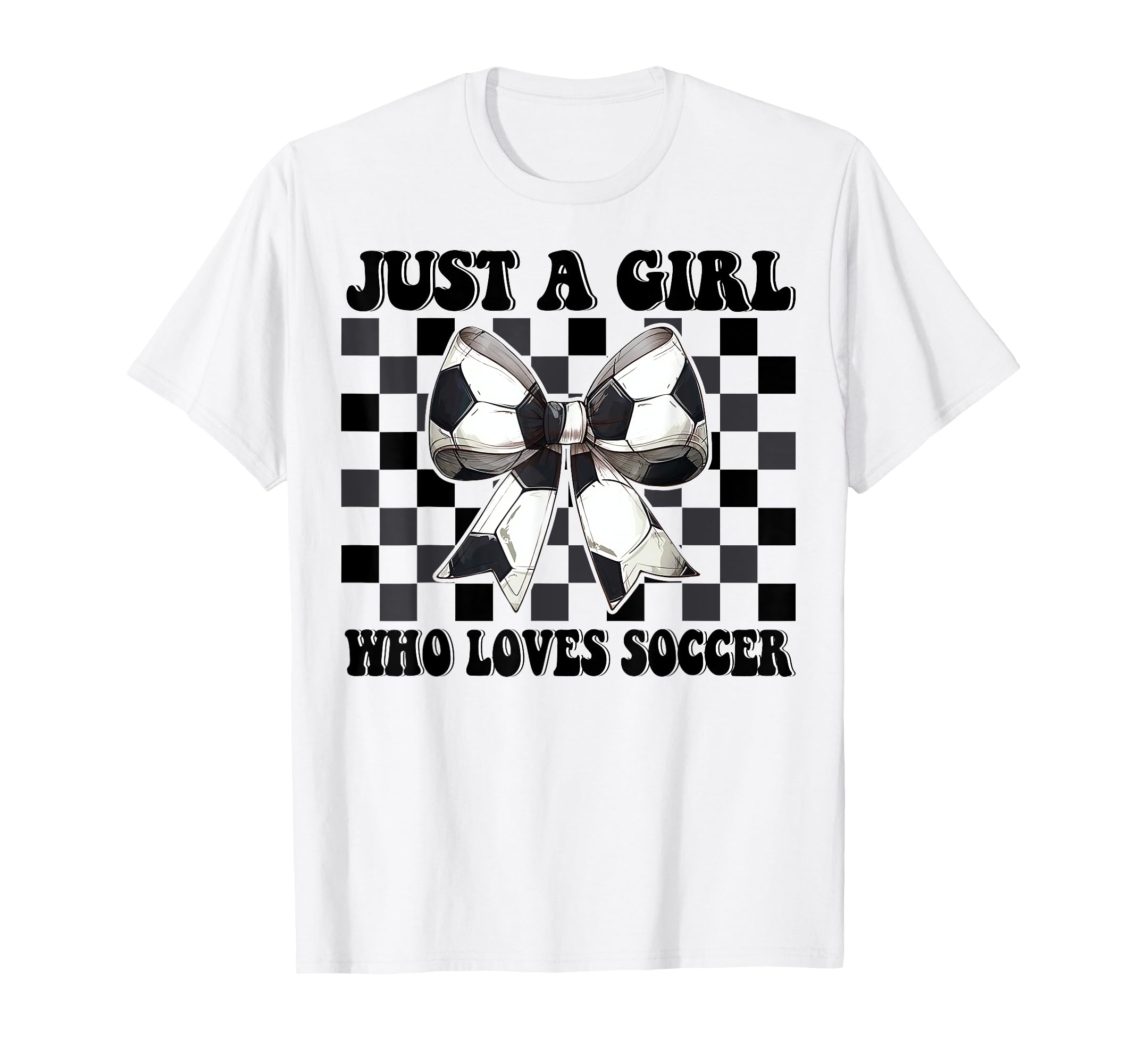 Just Who Loves Soccer Coquette Bow T-Shirt - Graphic Print Unisex