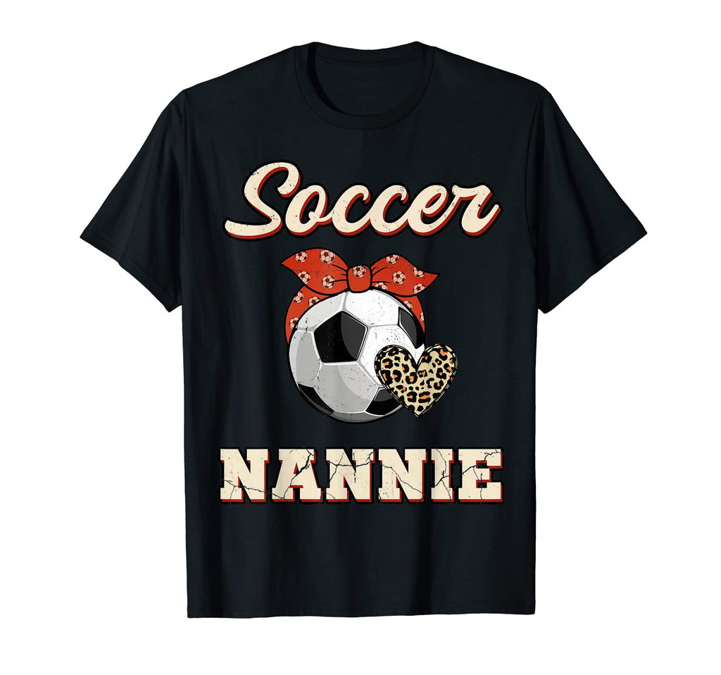 Soccer Nannie Bandana Leopard Heart T-Shirt - Unique Graphic Men Women
