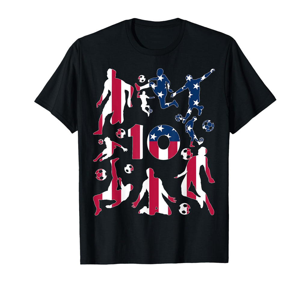 Number 10 Years Soccer 10Th Birthday T-Shirt - Custom Art Print Men Women
