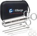 Meat Injector, Meat Injectors for Smoking with 3 Marinade Injector Needles; Injector Marinades for Meats, Turkey, Brisket; 2-oz