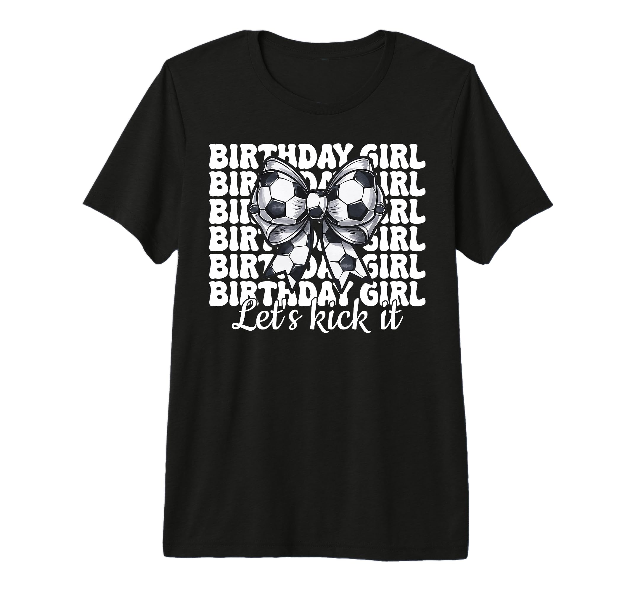 Soccer Coquette Bow Birthday Lets Kick T-Shirt - Unique Graphic Men Women