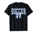 Soccer Floral Toile Blue Coquette Bow T-Shirt - Graphic Print Men Women