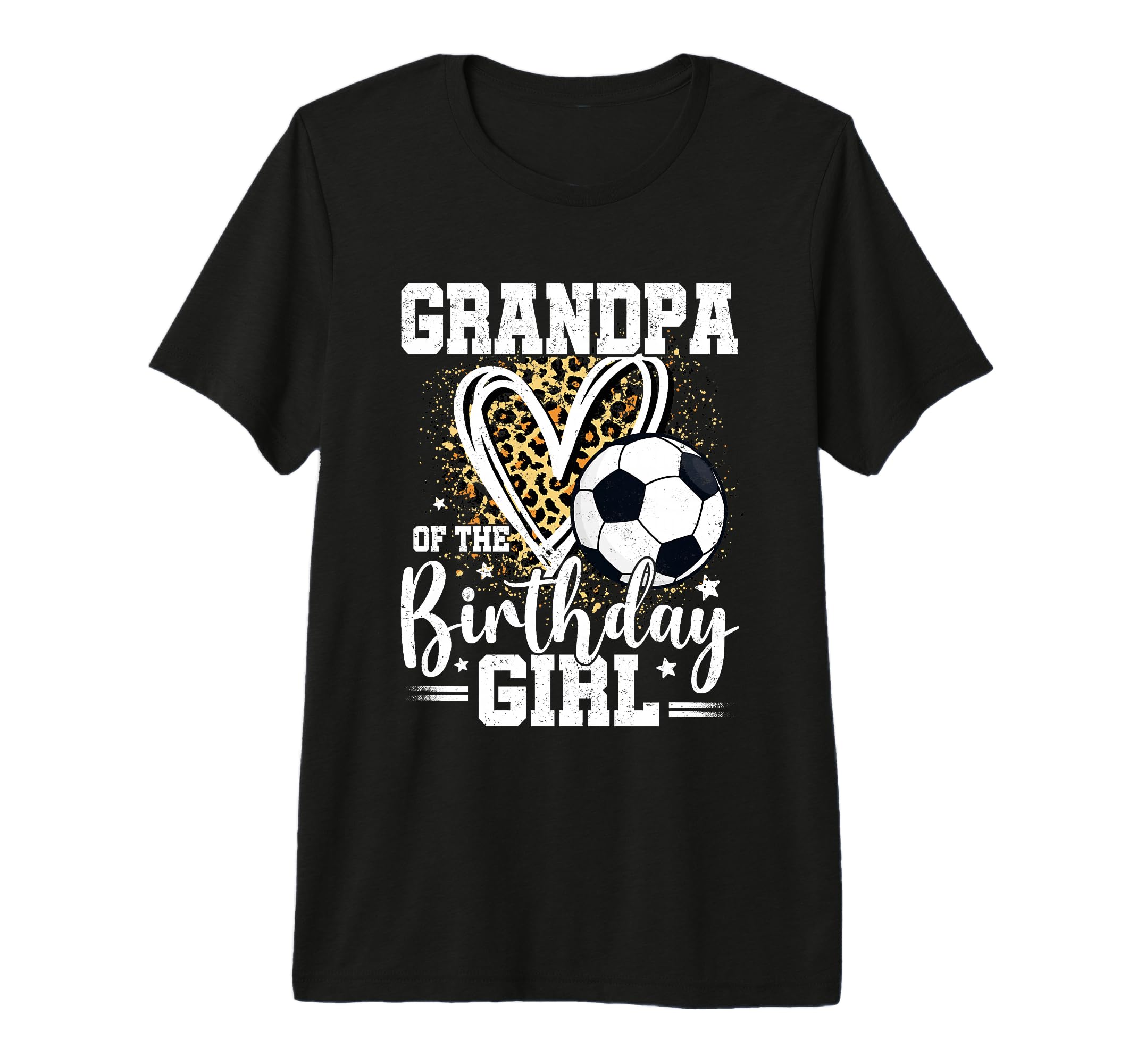 Grandpa Birthday Soccer Ball Leopard T-Shirt - Graphic Print for Adults