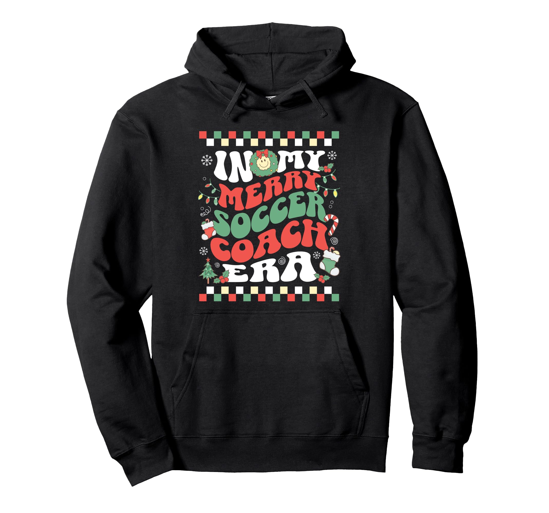 My Merry Soccer Coach Era Groovy Hoodie - Minimalist Print for Adults