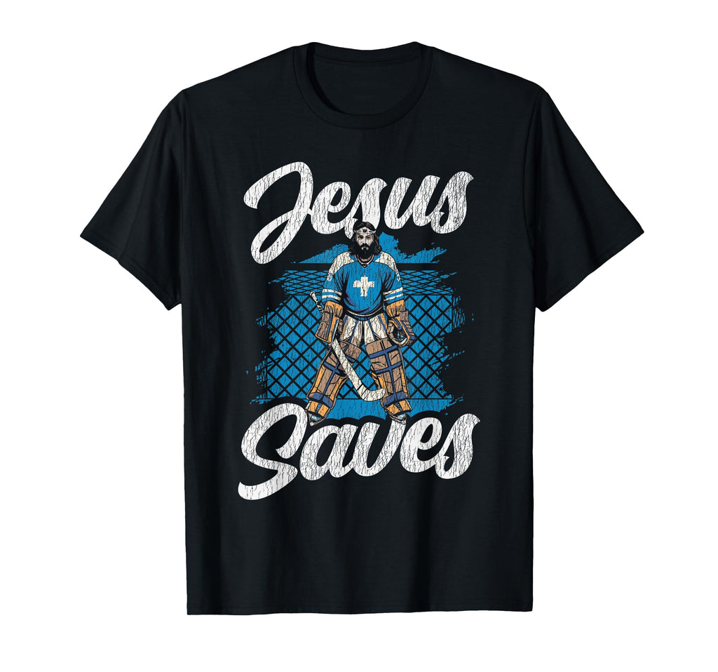Ice Hockey Goalie Goalkeeper Jesus T-Shirt - Custom Art Print for Adults