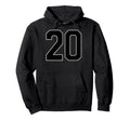 Black Sports Team Number 20 Fan Hoodie - Minimalist Print Unisex