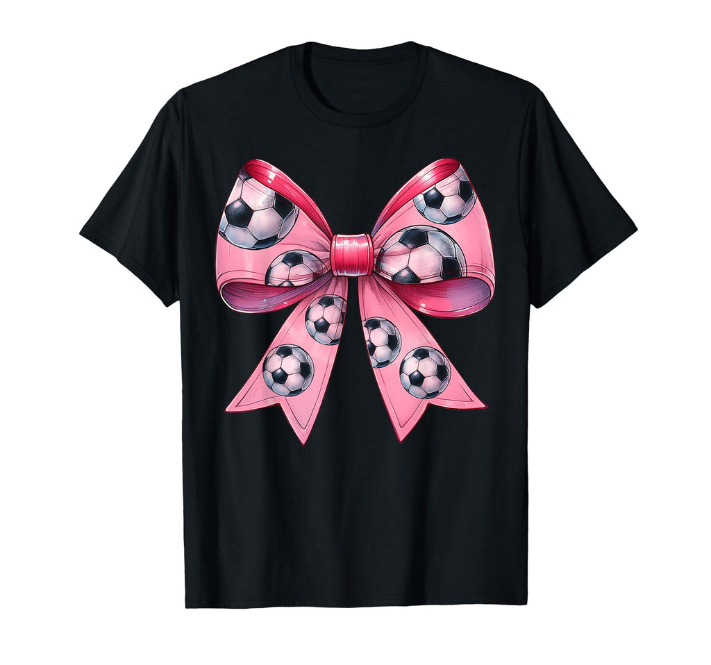 Coquette Bow Soccer Ball Pattern T-Shirt - Custom Art Print Men Women