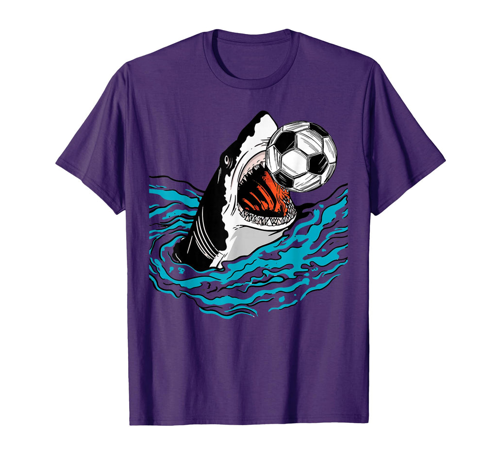 Soccer Shark Playing Ball Animal Sports T-Shirt - Unique Graphic Men Women
