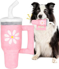 Squeaky Dog Toy - Crinkle Pup Cup Tumbler Plush Dog Toy with Cute Daisy Design for Small Medium Breeds, Funny Interactive Puppy Birthday Gift (Pink)