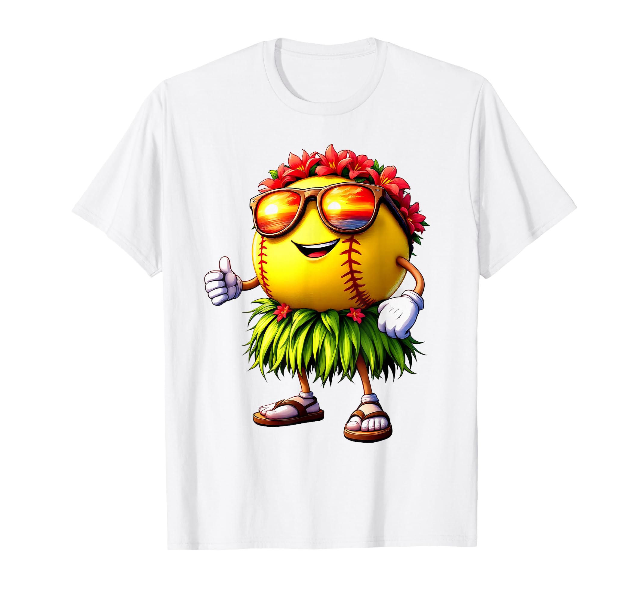 Funny Hawaii Softball Ball Hawaiian T-Shirt - Trendy Graphic Unisex