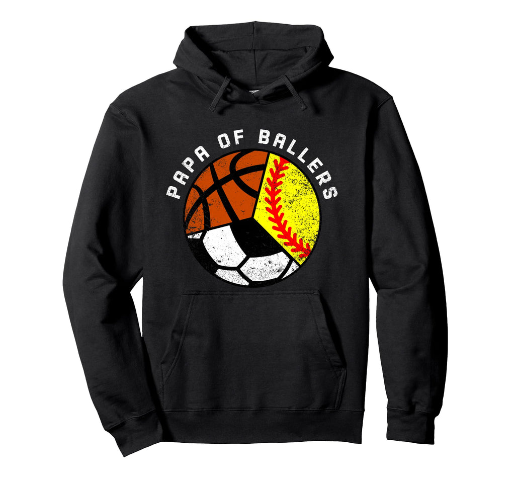 Papa Ballers Funny Softball Soccer Hoodie - Casual Everyday Wear Unisex