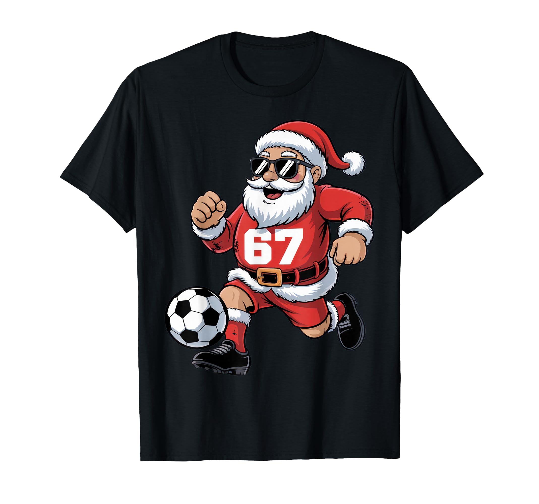 67 Soccer Santa Sports Fans T-Shirt - Fun Novelty Design Men Women
