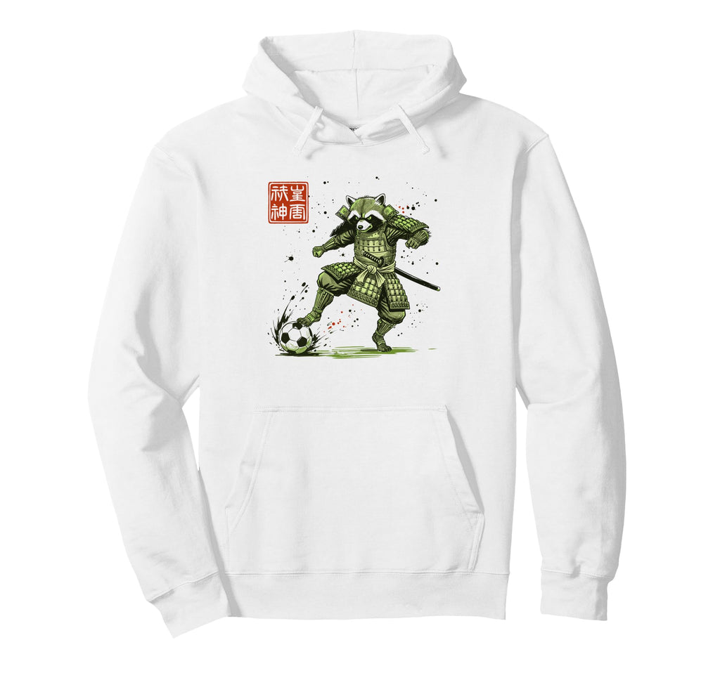 Japanese Samurai Raccoon Soccer Player Hoodie - Graphic Print Men Women