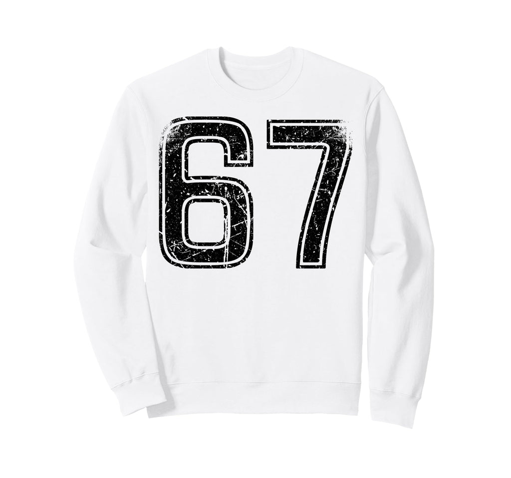 Black Sports Team Number 67 Sweatshirt - Graphic Print Unisex