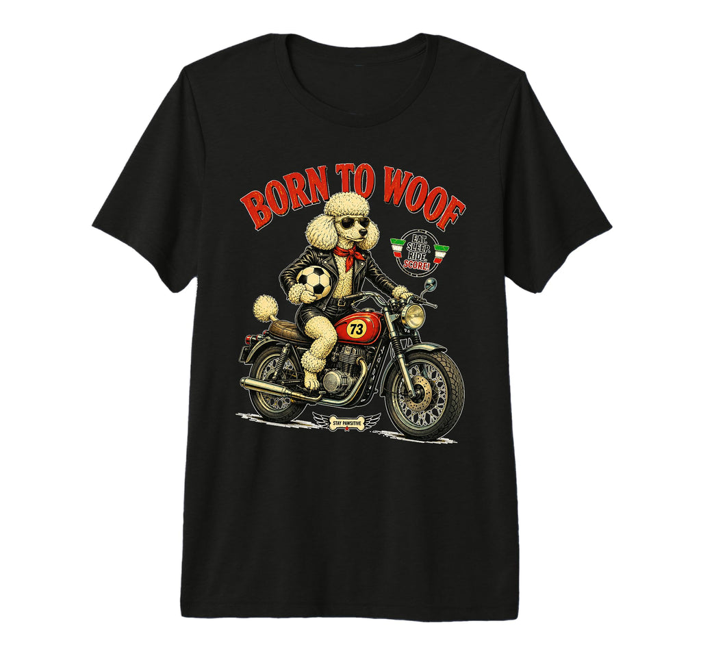 Poodle Motorbike Love Footbal T-Shirt - Casual Everyday Wear Men Women