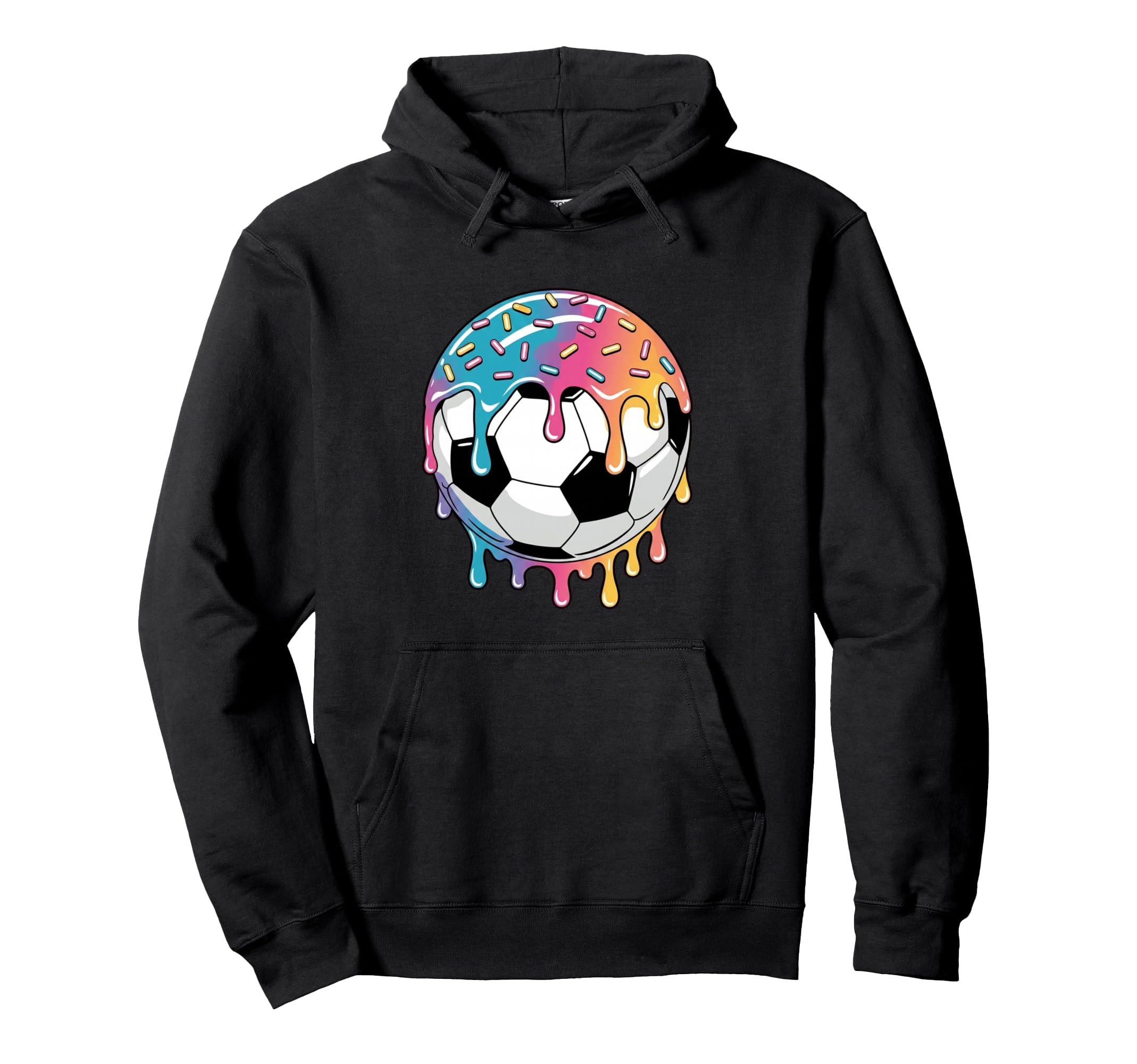 Soccer Ball Donut Sprinkles Glaze Hoodie - Casual Everyday Wear for Adults