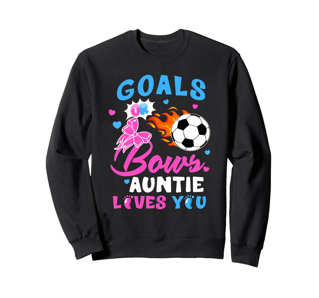 Gender Reveal Goals Or Bows Auntie Sweatshirt - Unique Graphic for Adults