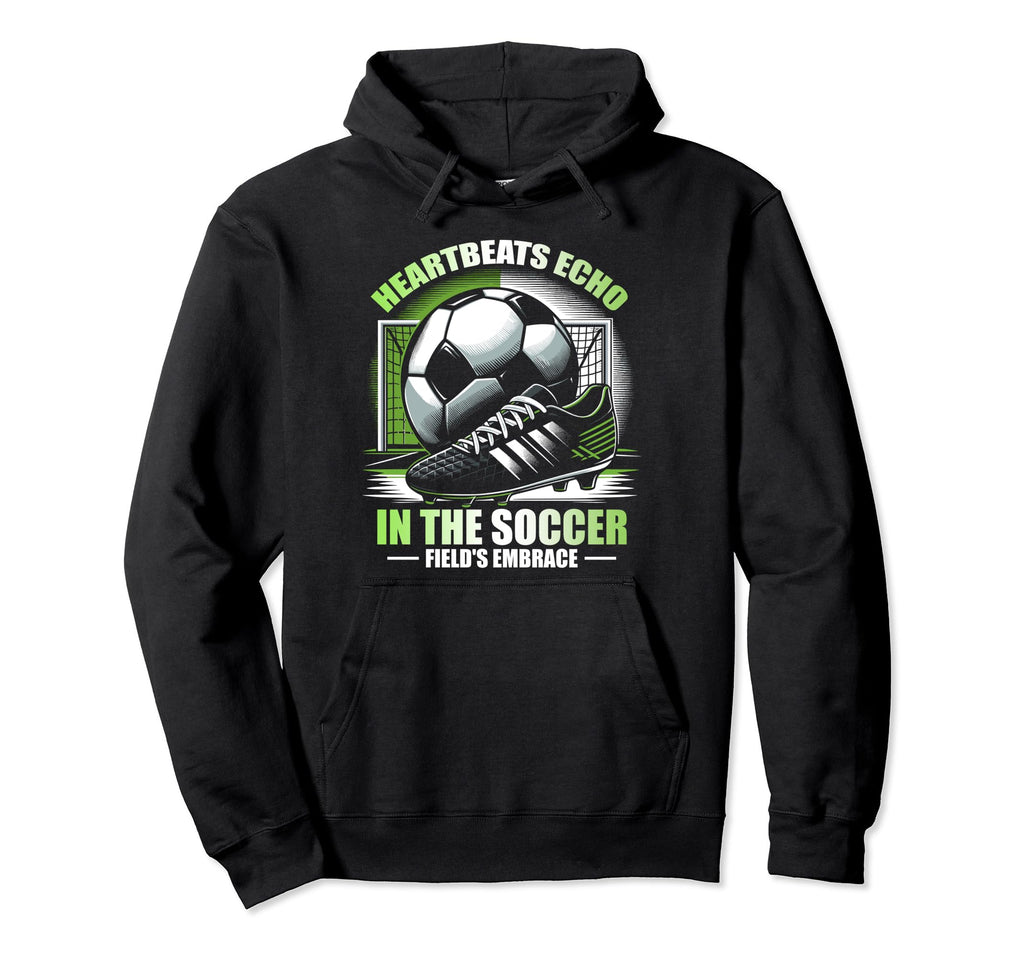 Heartbeats Echo Soccer Fields Embrace Hoodie - Custom Art Print Men Women