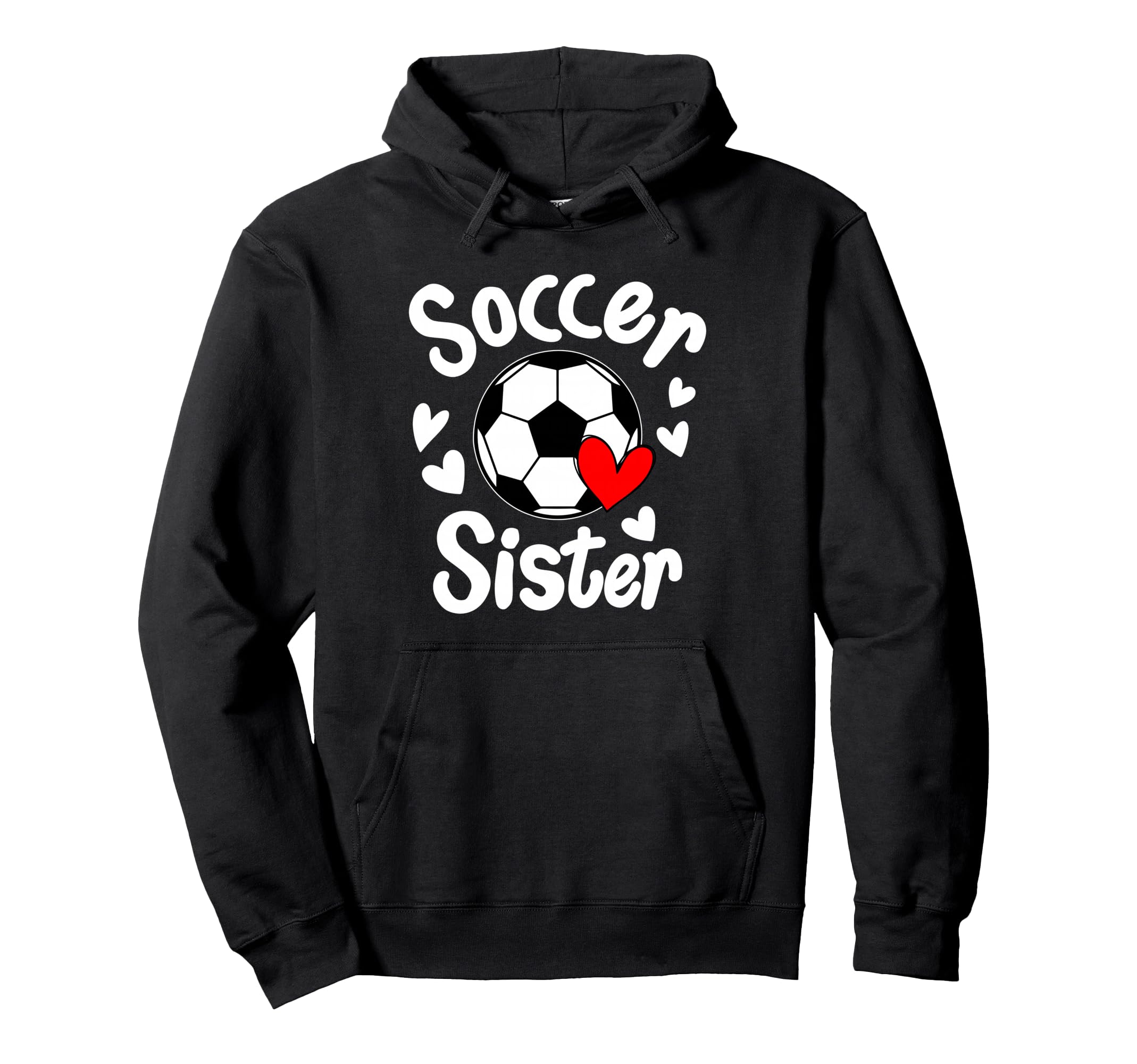 Soccer Sister Heart Big Sister Little Hoodie - Unique Graphic Men Women