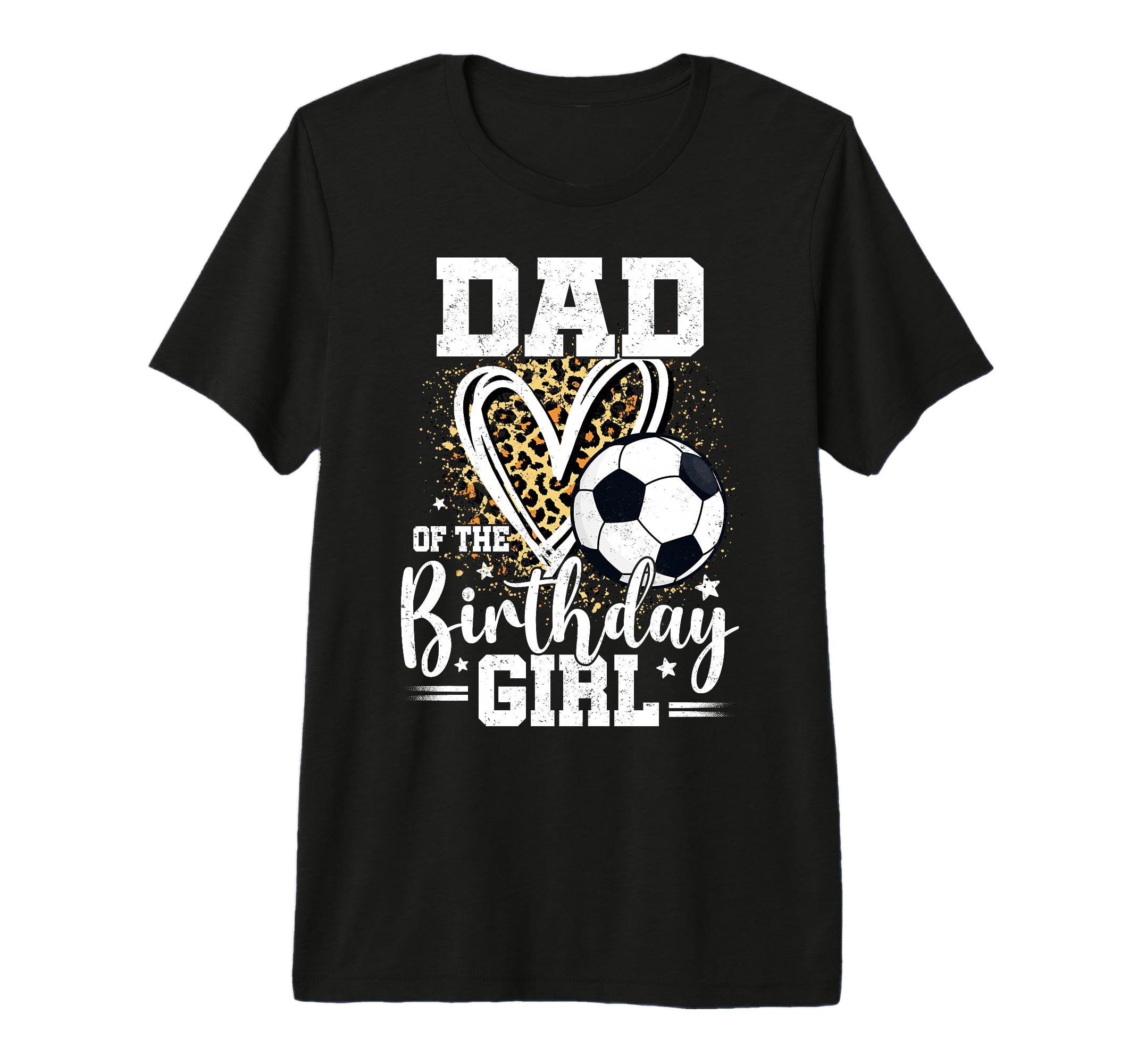 Dad Birthday Leopard Heart Soccer T-Shirt - Aesthetic Graphic Men Women