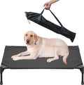 Soft Mesh Elevated Pet Bed for Large Medium Dogs Outdoor Resting Cot with Water-Resistant, Air-Permeable, Cooling and Anti-Skid Portable Dog Bed, Up to 120 lbs, 43.2" L x 31" W x 7.5" H, Black