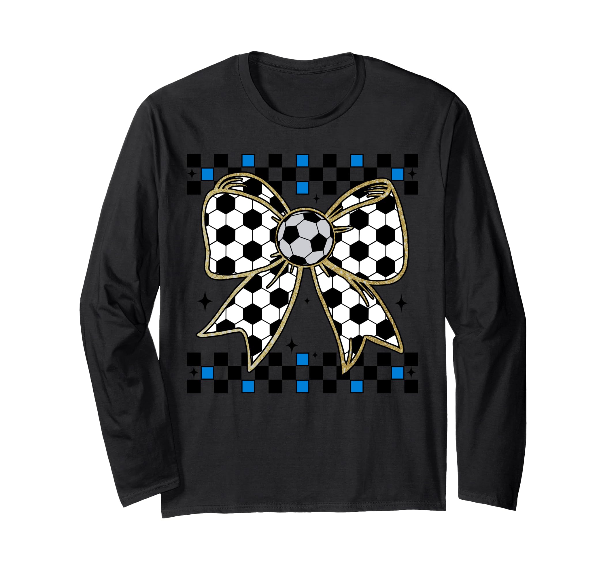 Soccer Bow Checkered Ribbon Gift Sports T-Shirt - Graphic Print Men Women
