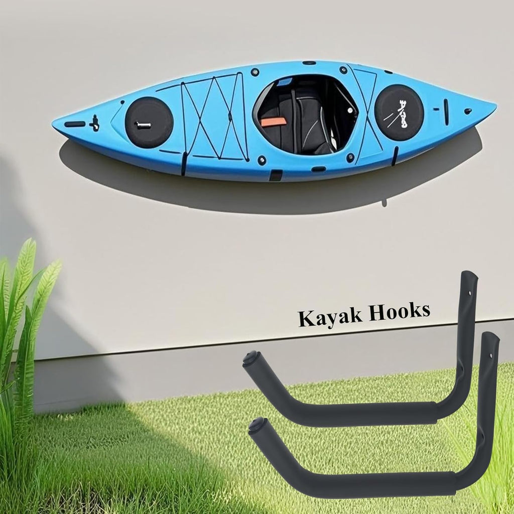 Kayak Hook Heavy Duty Kayak Wall Mount for Indoor Storage Space-Saving Kayak Storage Rack Soft Padded Garage J-Hook Wall Hanger for Bikes Kayak and Hanging Ladders 4pcs