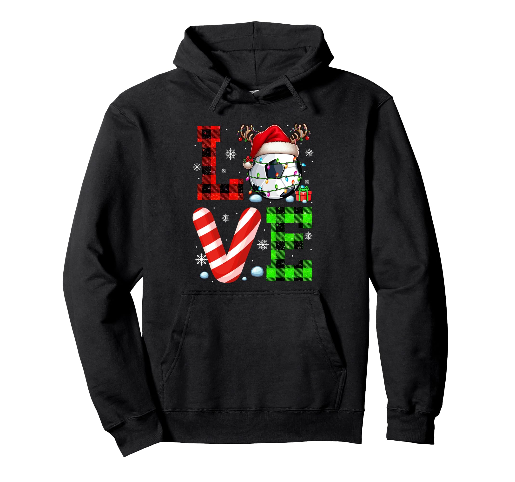 Love Costume Soccer Santa Reindeer Hoodie - Casual Everyday Wear Unisex