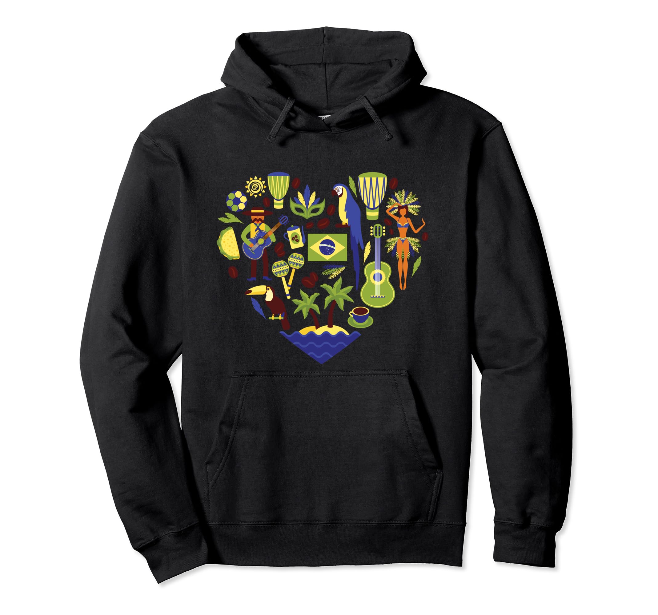Brazil Heartbeat Soccer Beach Flag Hoodie - Trendy Graphic Men Women